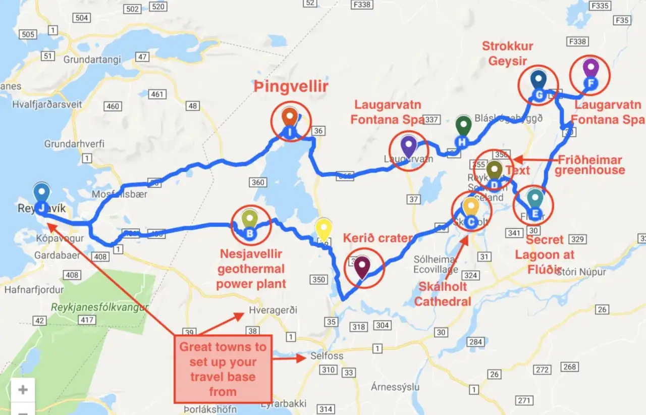Trasa Golden Circle Islandia: Reykjavík, Þingvellir, Geysir, Gullfoss, Kerið, Secret Lagoon. Idealna na podróż po wyspie.